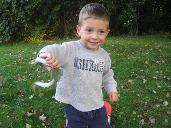 Conner with his friend the eel